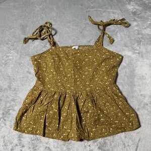 Madewell Rosalie Tie-Strap‎ Top in Textured Floral Brown Size M Cottagecore